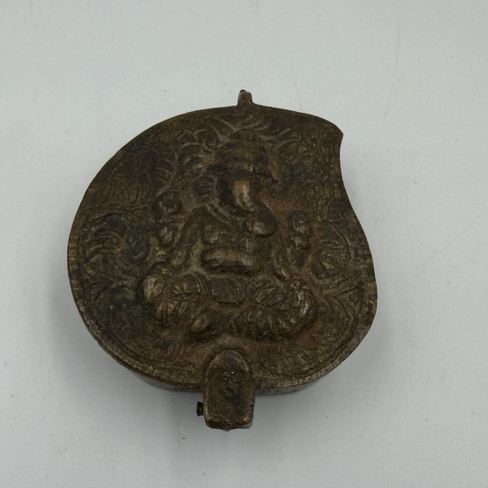 Antique Bronze Ganesh Kum Kum Tina Box